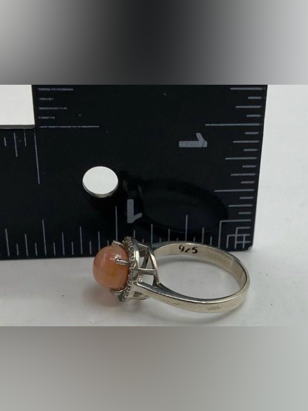 *Rare* Fire Orange Opal Halo Ring Size 7 Sterling Silver signed